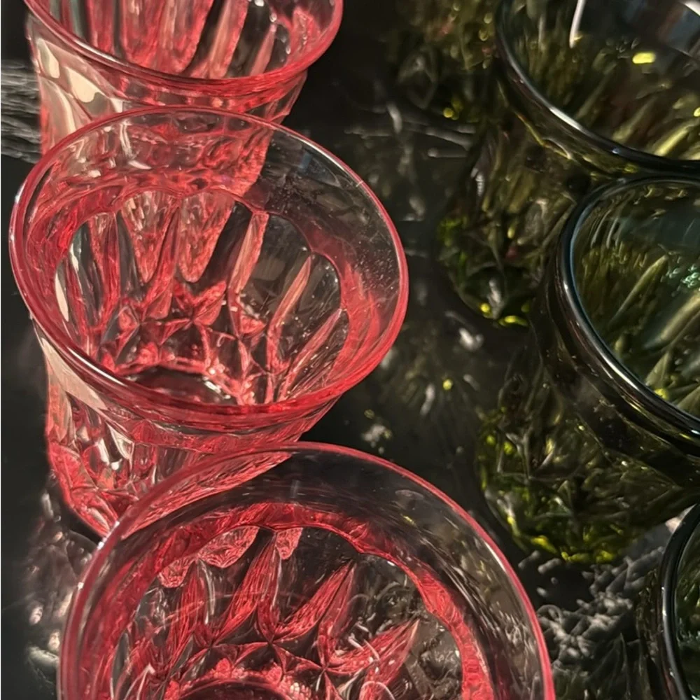Noritake Pink Pressed Glass Tumblers - Set of 4
